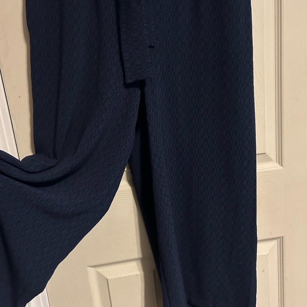 Lush Deep Blue Patterned Crop Jumpsuit - Picture 2 of 6